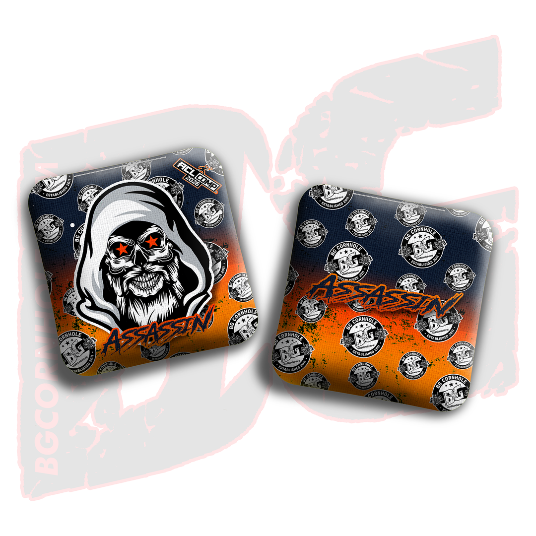 2026 BG Comp Assassin - "Logo Repeat" - ACL Comp Stamped Cornhole Bags - SET OF 4 BAGS