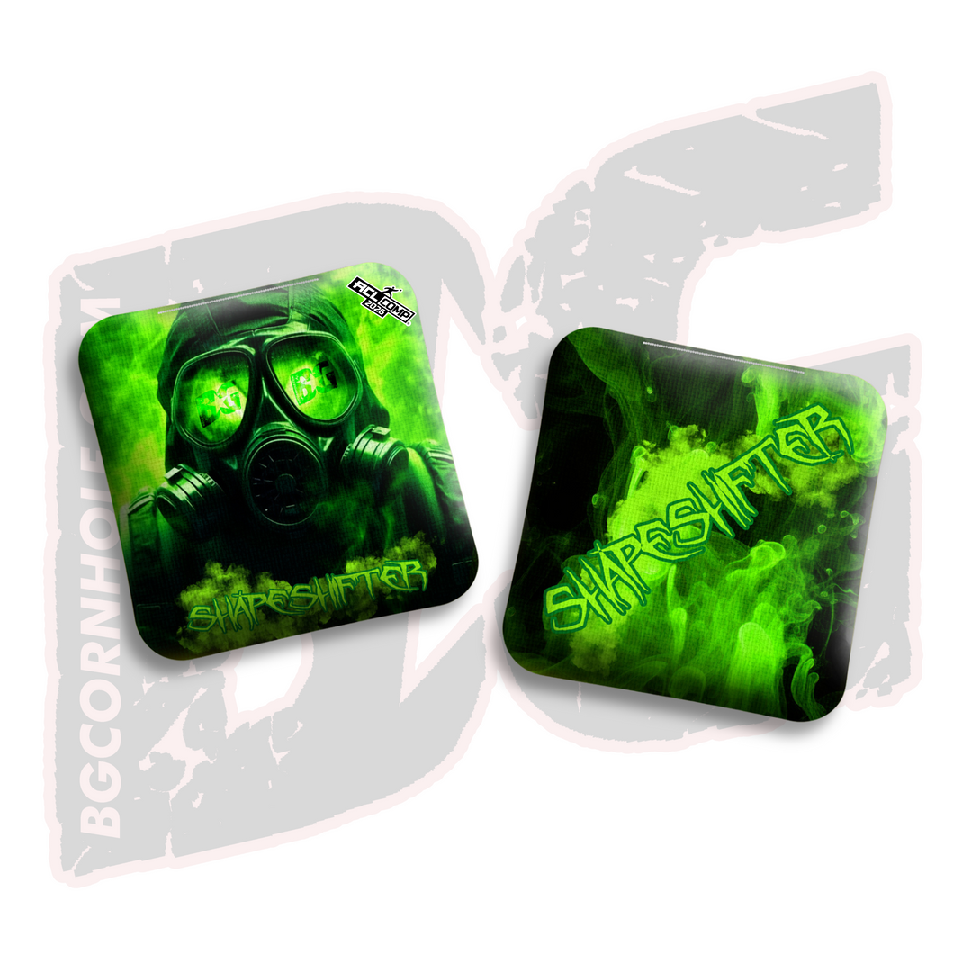2026 BG Comp Shapeshifter - "Gas Mask" - ACL Comp Stamped Cornhole Bags - SET OF 4 BAGS