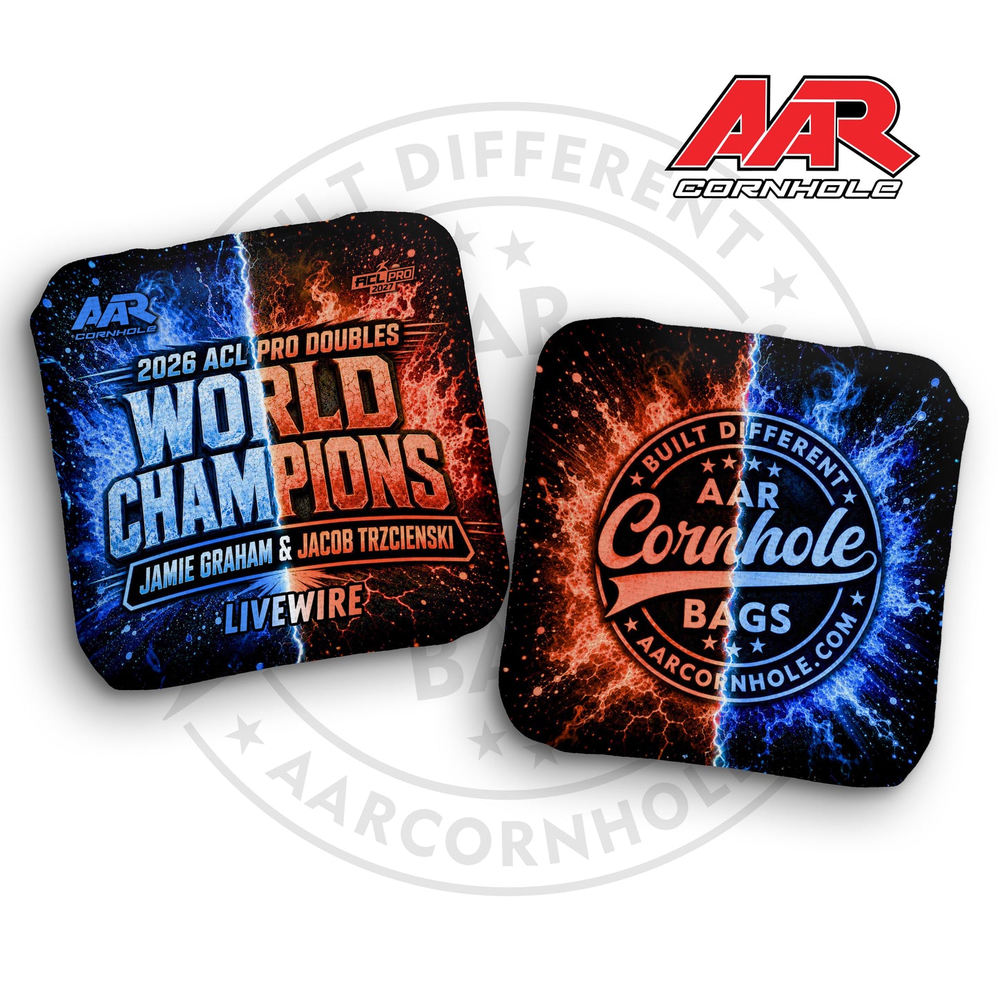 2027 AAR Livewire Cornhole Bags - World Champ Doubles Edition - ACL Pro Stamped - SET OF 4