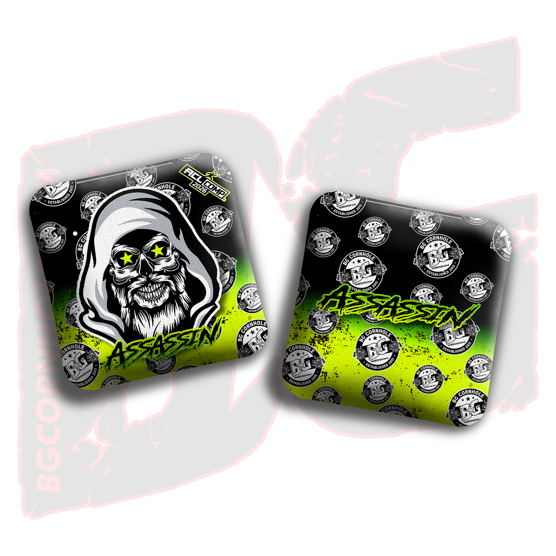 2026 BG Comp Assassin - "Logo Repeat" - ACL Comp Stamped Cornhole Bags - SET OF 4 BAGS