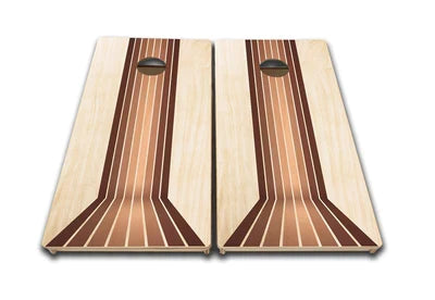 Tournament Quality Cornhole Boards - Retro Wood Lines Design