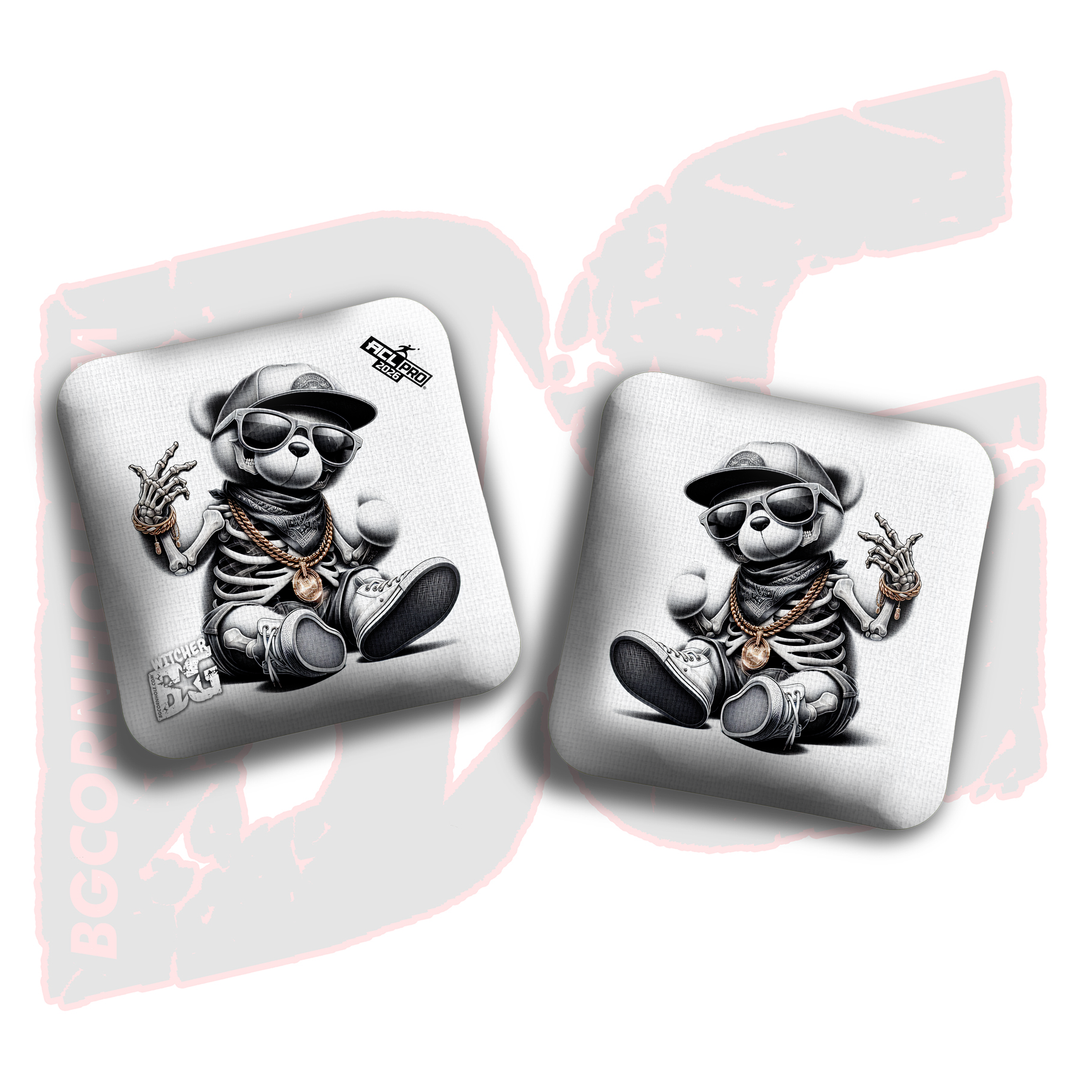 2026 BG Multiple Bag Models "Skeleton Teddy Bear" - ACL Pro Stamped Cornhole Bags - SET OF 4 BAGS