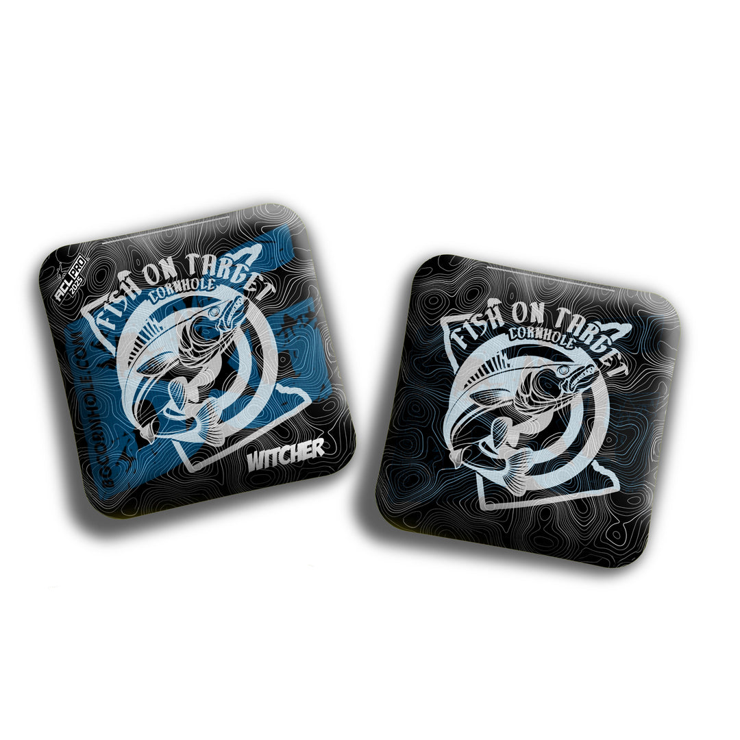 2026 Multiple Bag Models "Fish On Target Ripples” Collab - ACL Pro Stamped Cornhole Bags - SET OF 4 BAGS