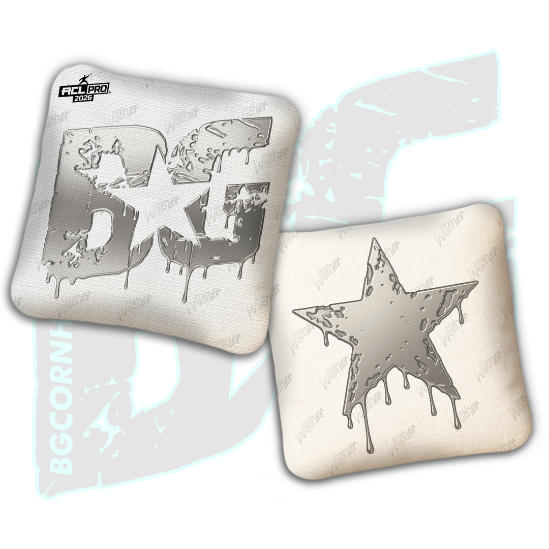 2026 BG Multiple Bag Models "White Liquid Gold" - ACL Pro Stamped Cornhole Bags - SET OF 4 BAGS